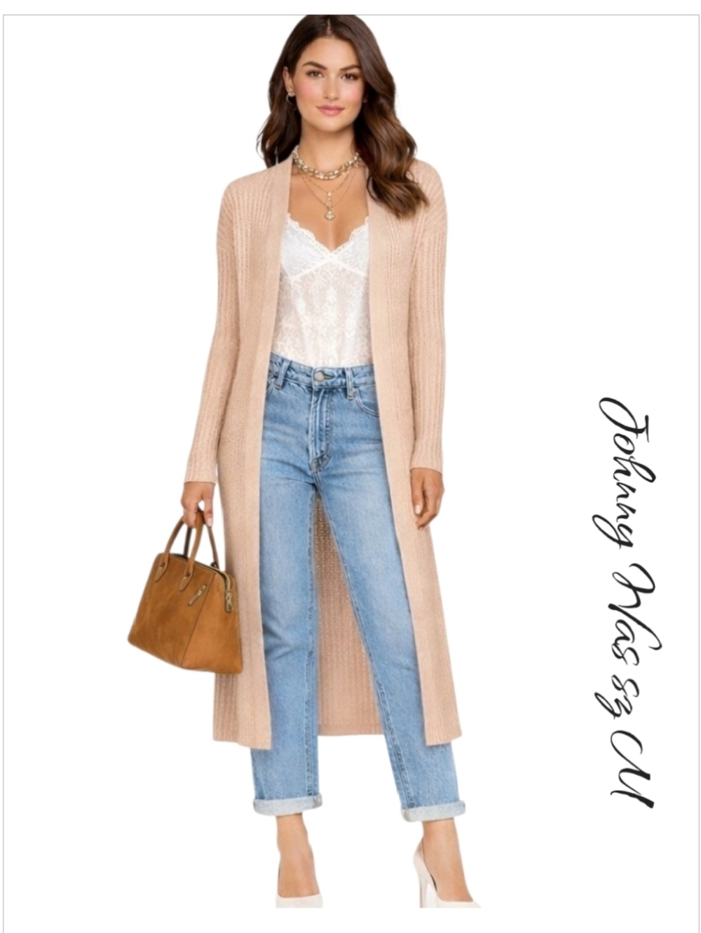 Johnny Was Cashmere Long Duster Cardigan Cream M Soft Threads